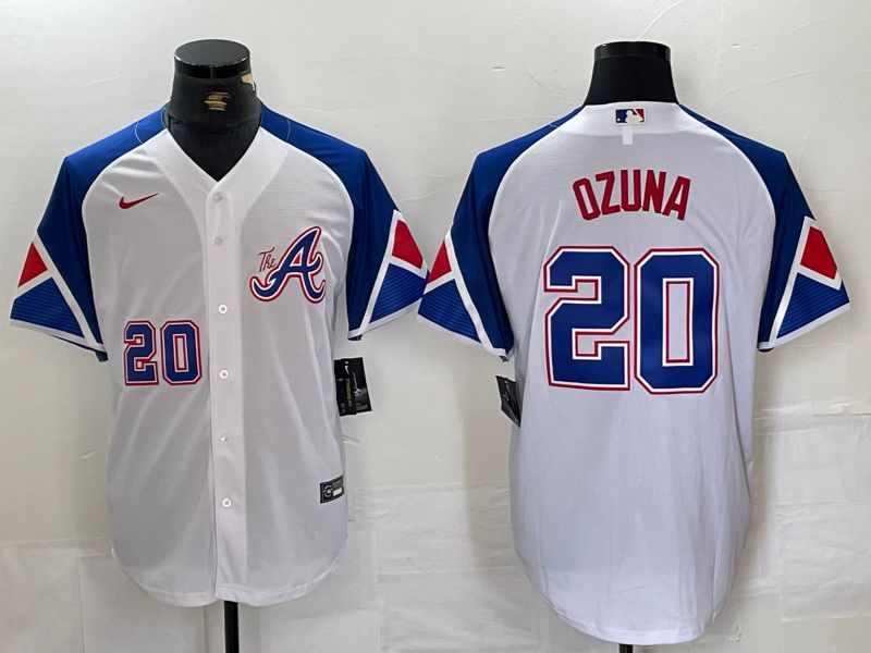 Men Atlanta Braves #20 Ozuna White City Edition 2024 Nike MLB Jersey style 1